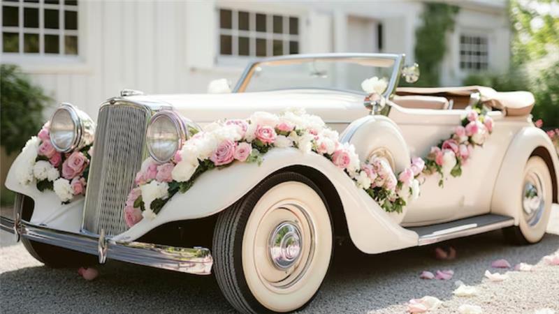 vintage wedding car